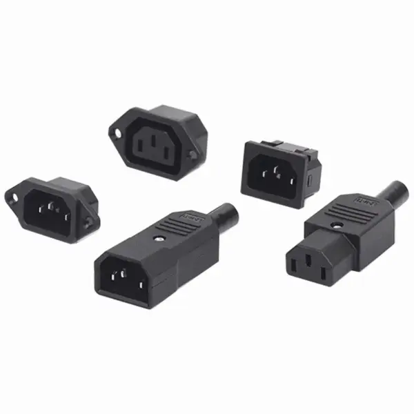 kf-S15f7819d24444313a345b001de2448ae3-IEC320-10A-250V-Black-Male-female-docking-Plug-Connector-Rewireable-C13-C14-Plug-Rewirable-Power-Konektor.webp IEC320 10A 250V Black Male female docking Plug Connector Rewireable C13 C14 Plug Rewirable Power Konektor 3 Pin AC Socket