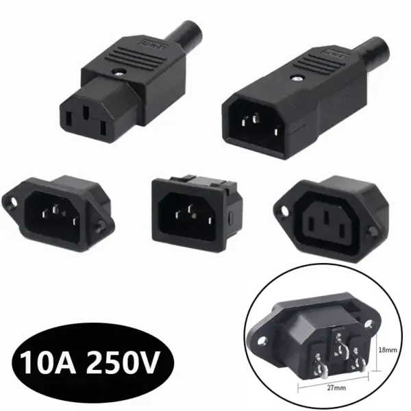 kf-Sc23418629035429c84ea1c58b2135fcaO-IEC320-10A-250V-Black-Male-female-docking-Plug-Connector-Rewireable-C13-C14-Plug-Rewirable-Power-Konektor.webp IEC320 10A 250V Black Male female docking Plug Connector Rewireable C13 C14 Plug Rewirable Power Konektor 3 Pin AC Socket
